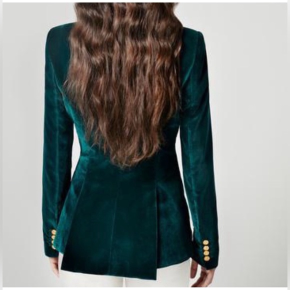 Smythe Velvet Peaked Lapel Blazer Emerald Size 2/ XS Green - Picture 4 of 9
